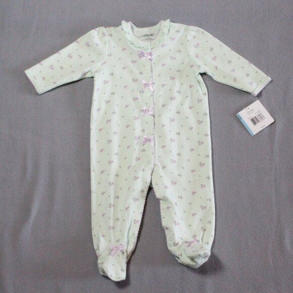 Little Me Vintage Rose Floral Footed Coverall 6M Light Green NWT - Picture 1 of 5
